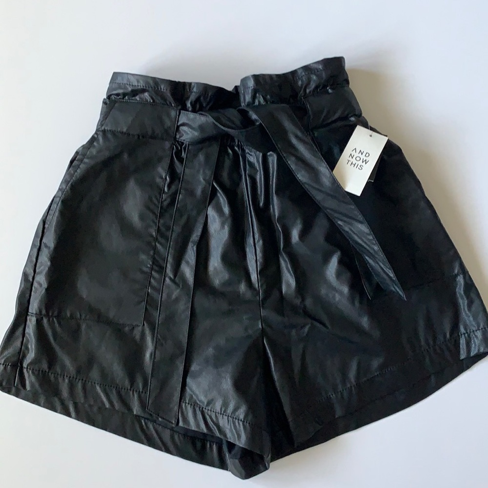 And Now This Shiny Shorts with waist belt. Size 10 Black